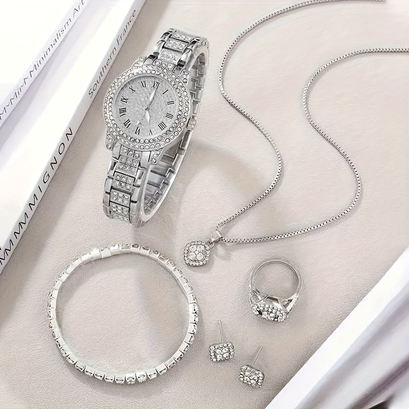 Rome Luxury 6-Piece Women's Watch and Jewelry Set 🌟🕰️