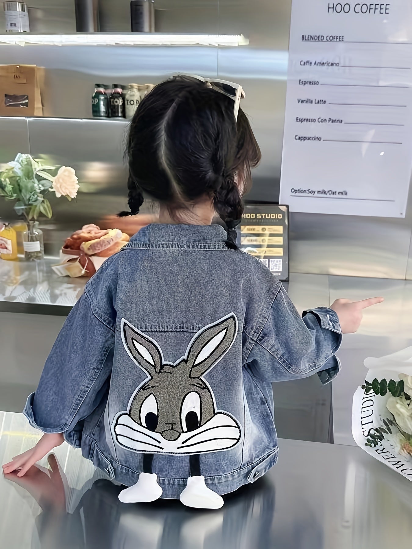 Girls Cartoon 3D Bunny Loose Fit Denim Jacket 🐰💖