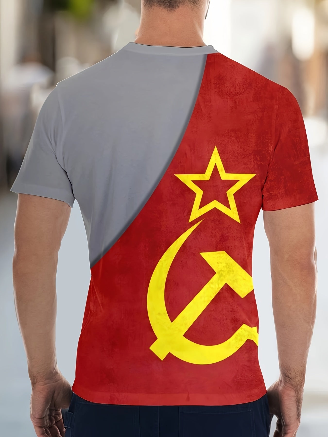 🔨 Men's Hammer and Sickle Print Short Sleeve Crew Neck T-shirt 🔨