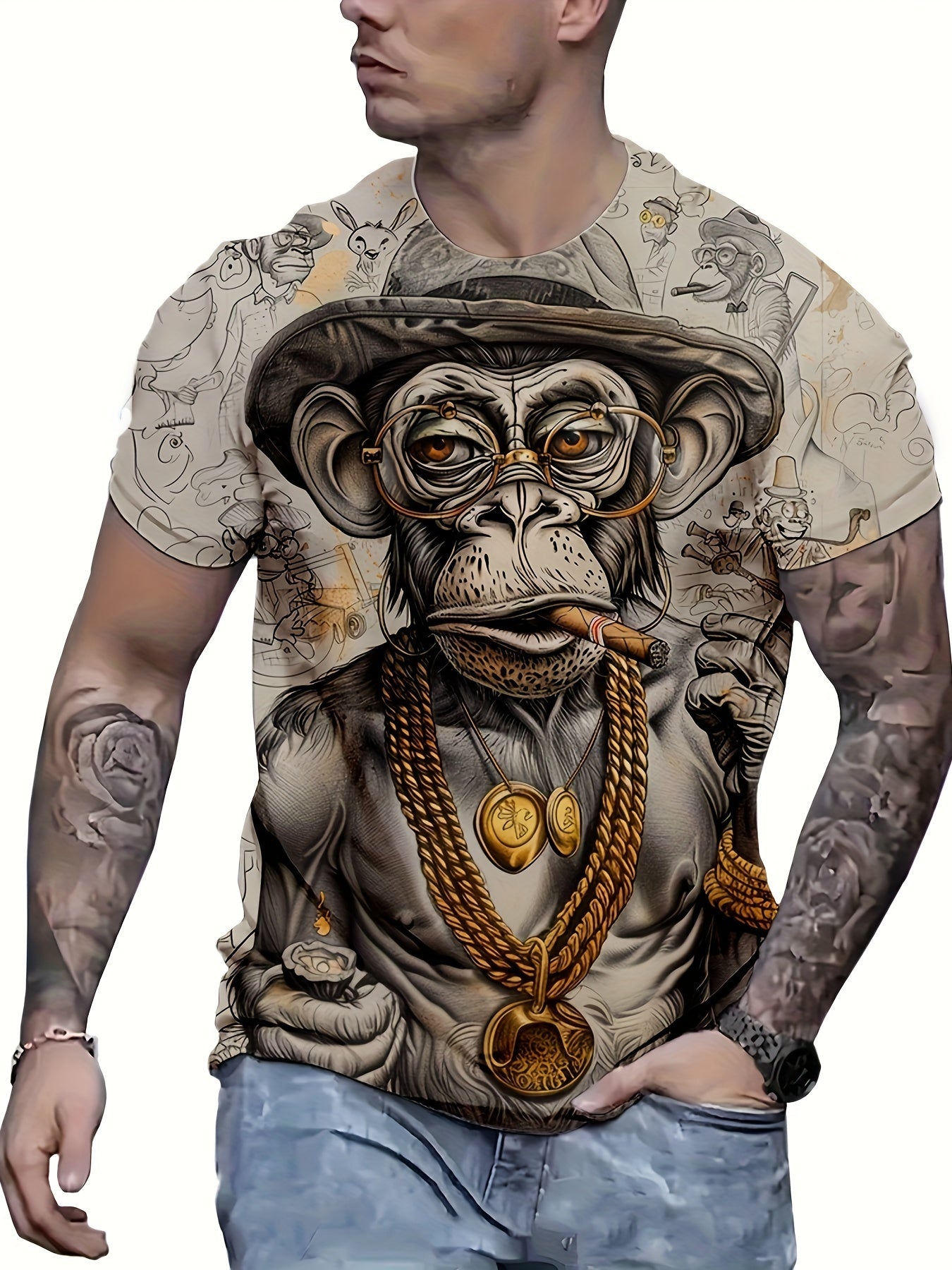 Men's Monkey Graphic Print T-shirt