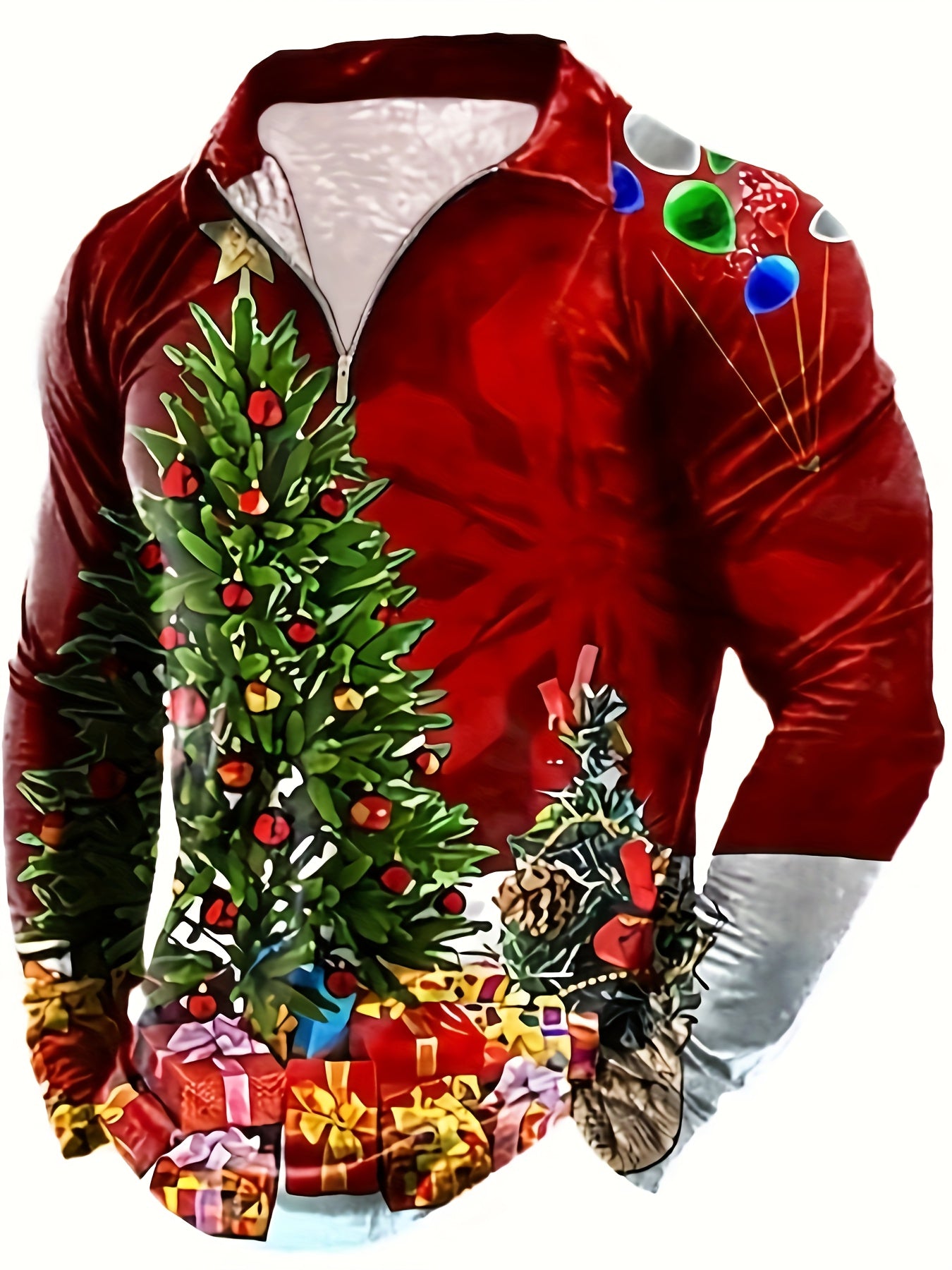 🎄 "Festive Vibes" 3D Christmas Tree Graphic Zip-Up 🎄