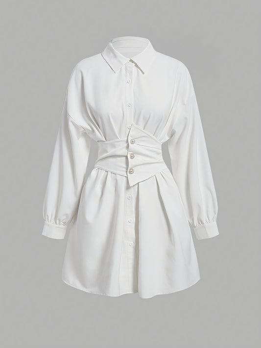 Button Front A-Line Shirt Dress