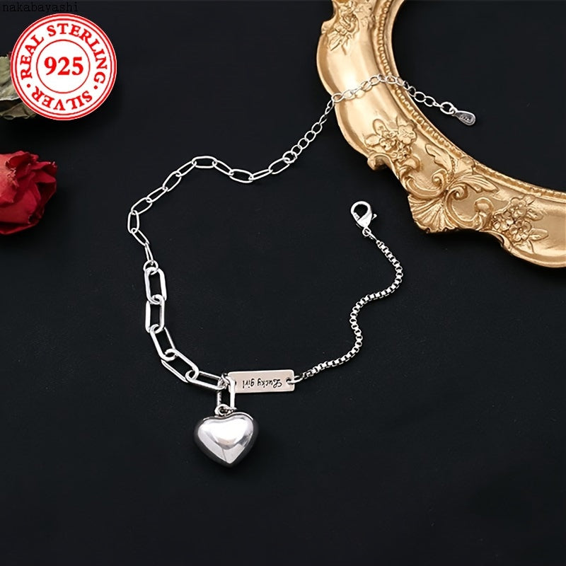 ✨ Heartfelt Charm Sterling Silver Ankle Bracelet – Elegant & Delicate 💖