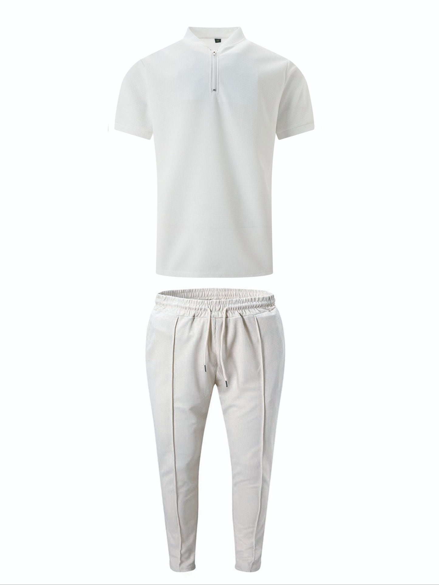 2-Piece Casual Zip-Collar T-Shirt & Long Pants Set