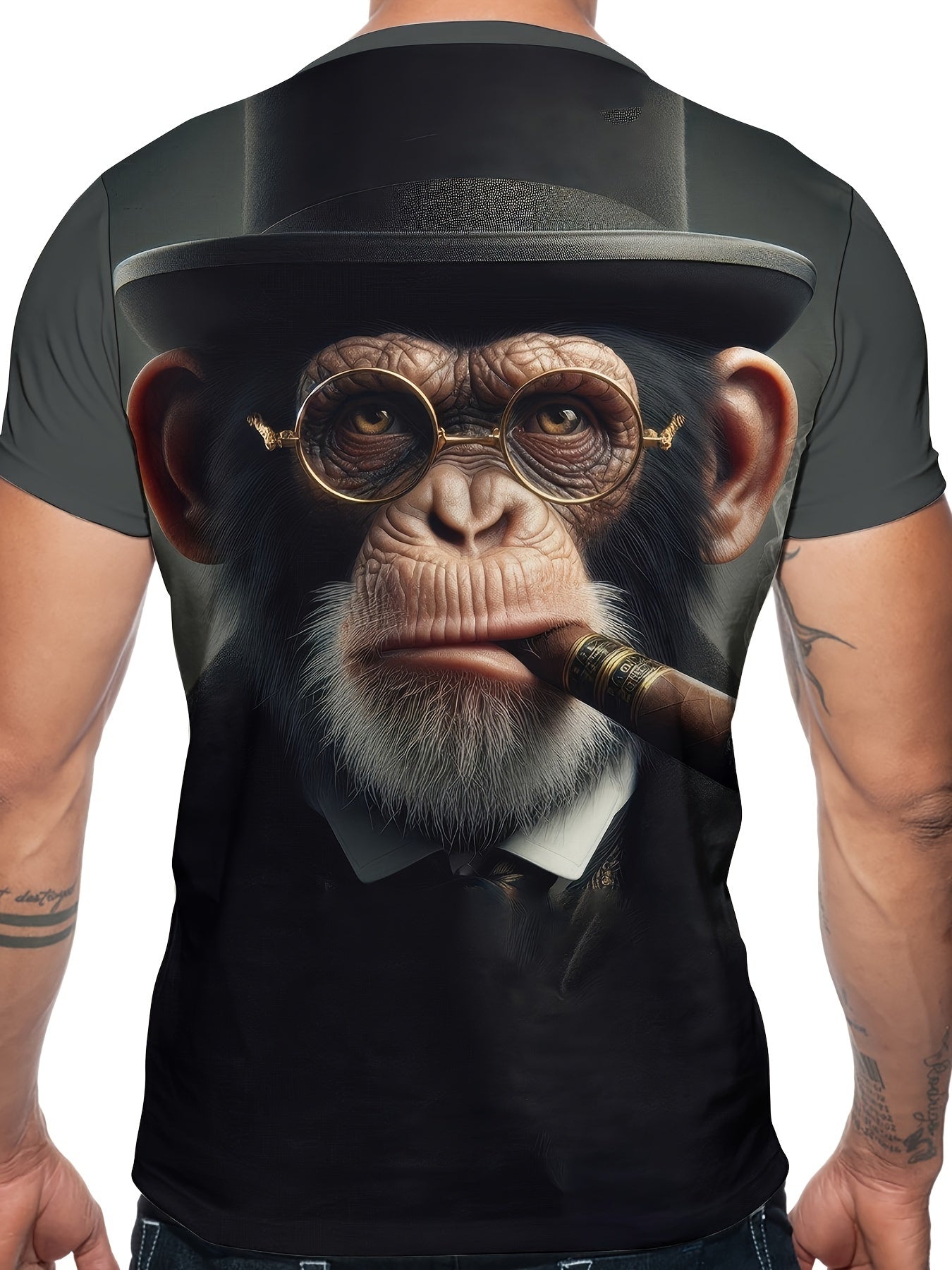 3D Cool Hip-Hop Style Gentleman Monkey Graphic T-Shirt