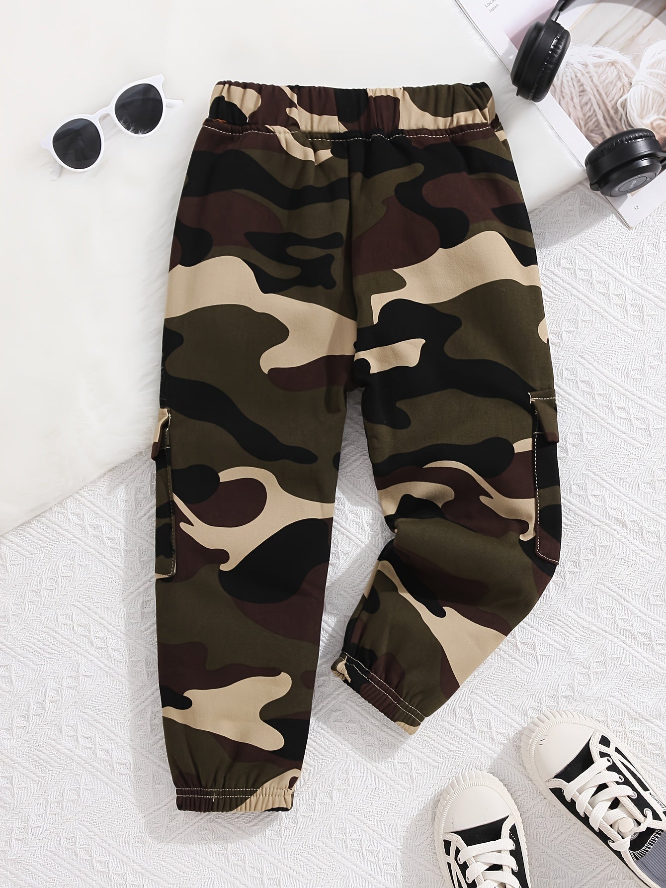 Boys' Cotton Plush Warm Winter Camouflage Cargo Pants 🌟👖