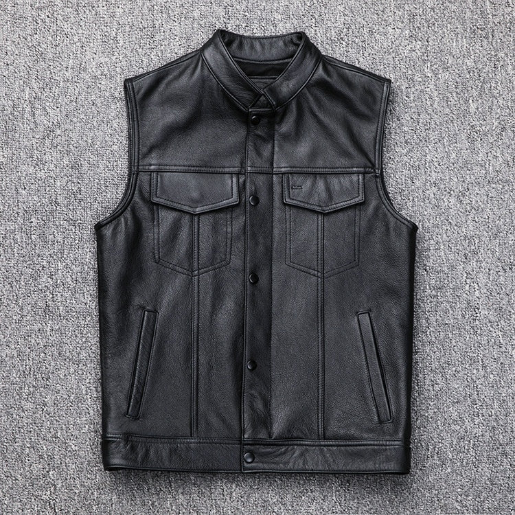 Vest Vest Button Motorcycle Motor Bike Casual Leather Waistcoat Plus Size