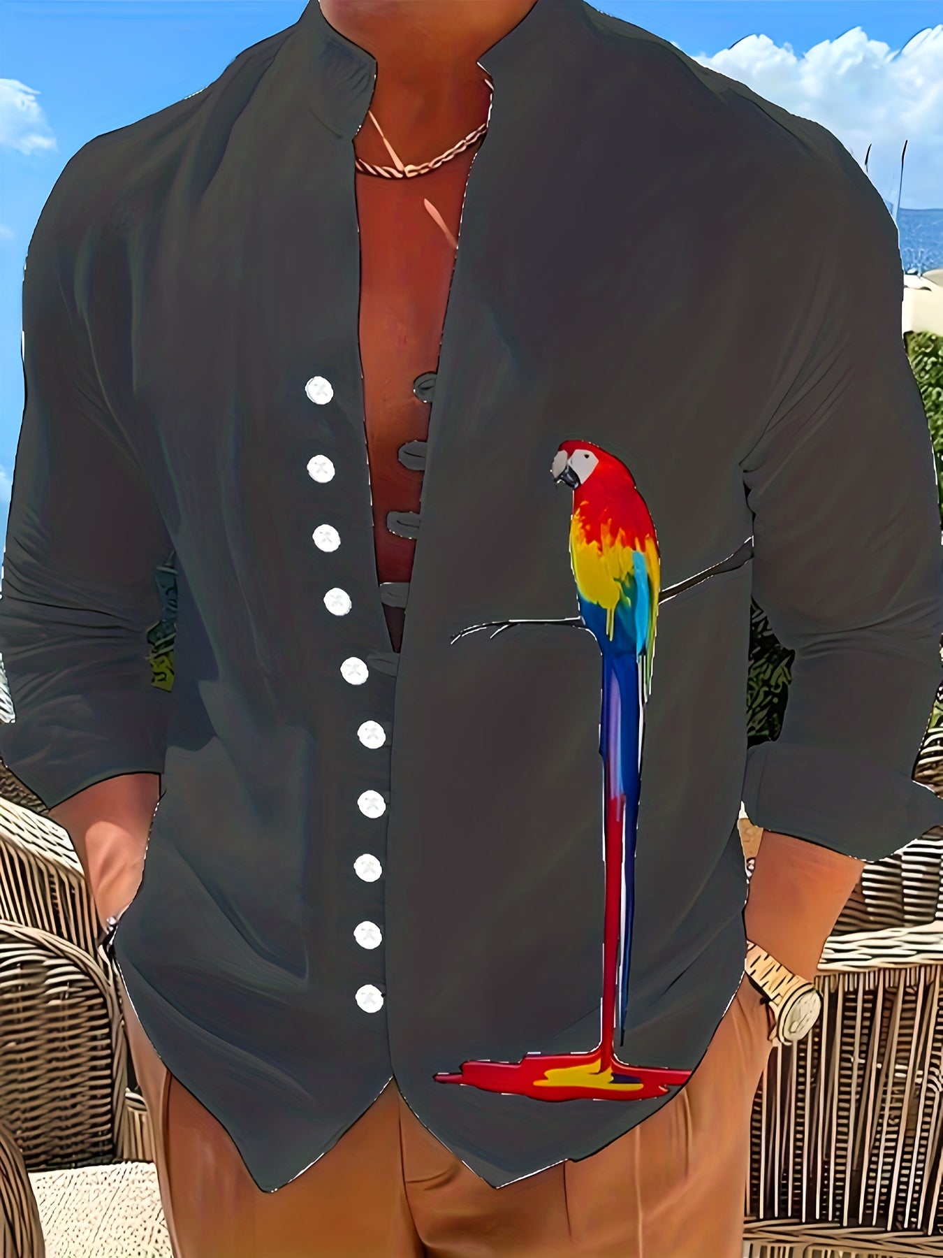 Tropical Parrot 3D Print" Long Sleeve Shirt