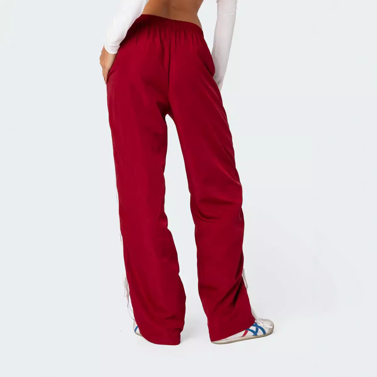 Casual Fashion All-matching Sports Four Bars Contrast Color Straight-leg Pants