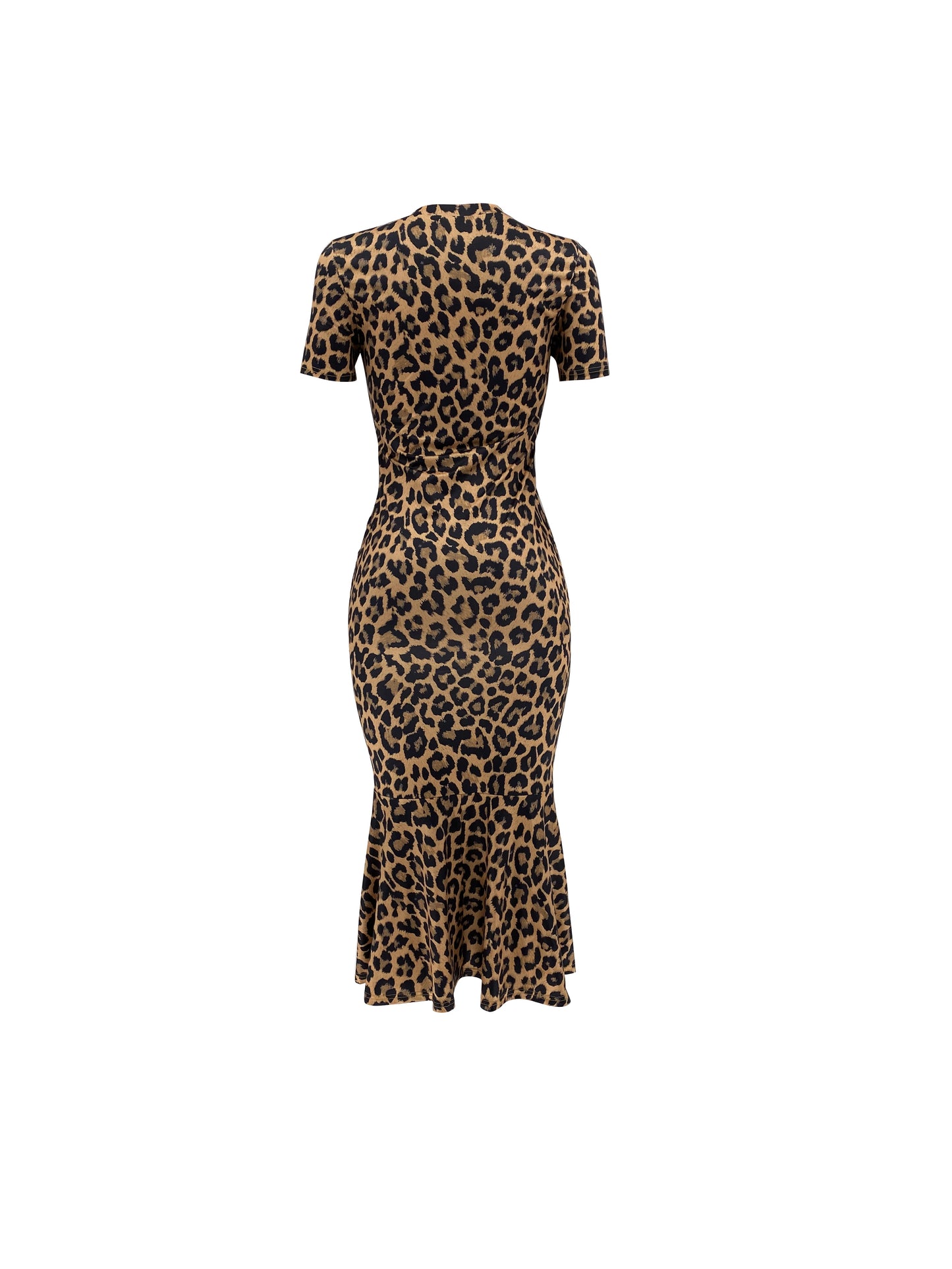 🐆 Leopard Print Bodycon Crew Neck Dress 🌸