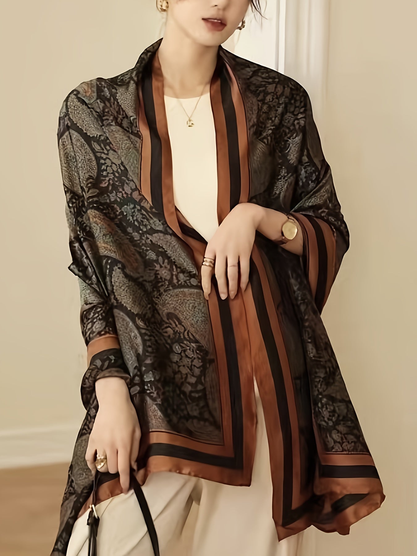 Elegance Plus Paisley Print Shawl Top