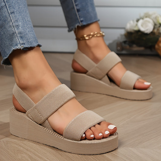 Women's Solid Color Wedge Heeled Sandals