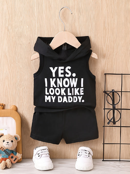 👶 “YES I KNOW I LOOK LIKE MY DADDY” 2-Piece Summer Set – Tank Top & Shorts for Infants & Toddlers 🌞