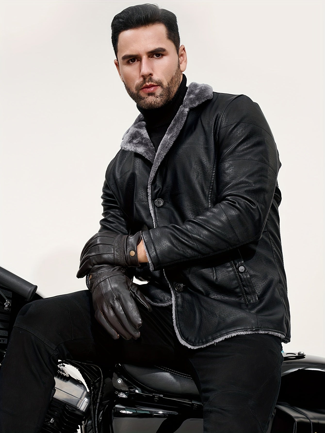 🔥 Luxe Rider: Fleece Lined PU Leather Biker Jacket 🖤