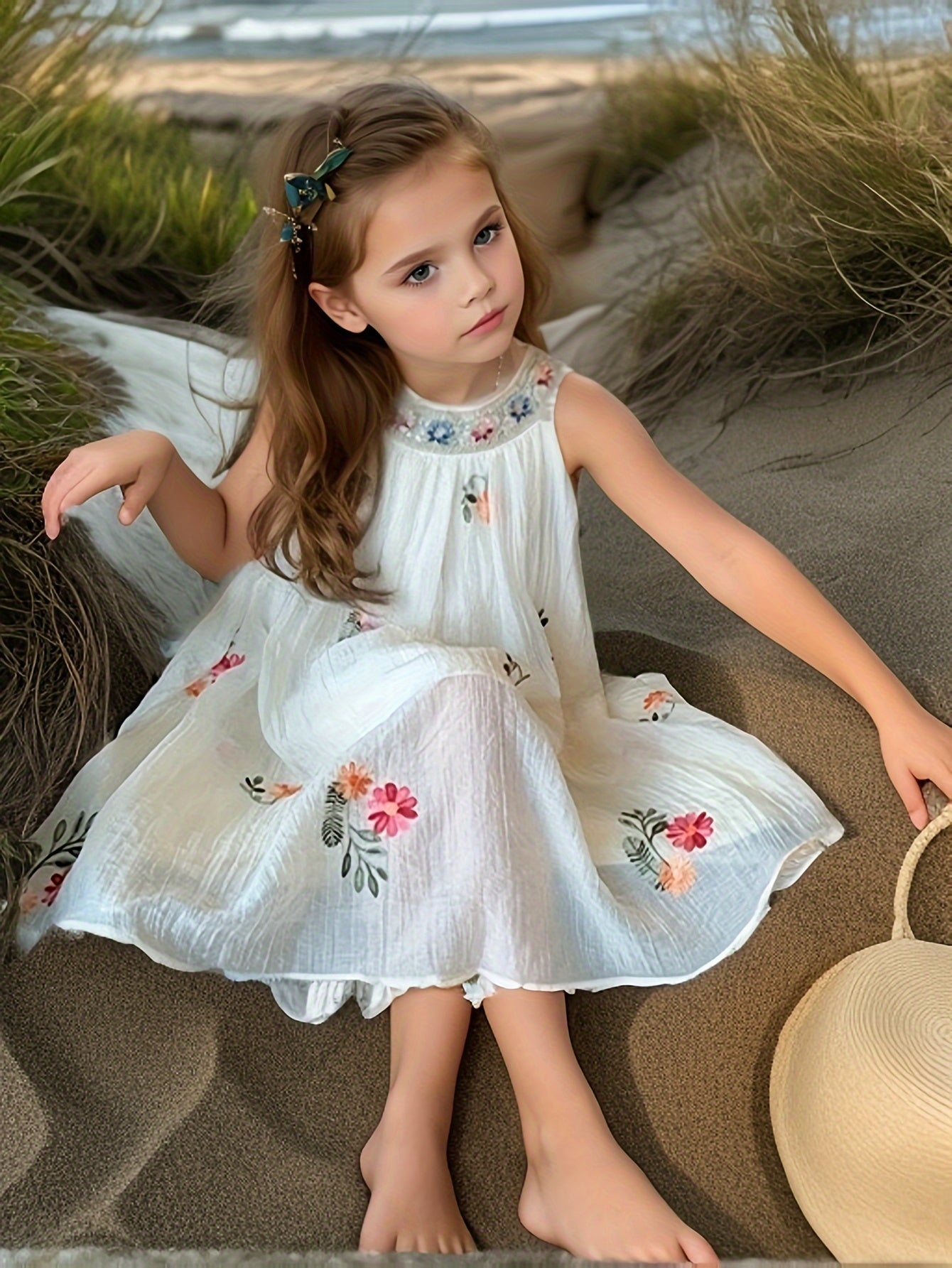 Girls' Summer Floral Sleeveless Dress 🌸✨