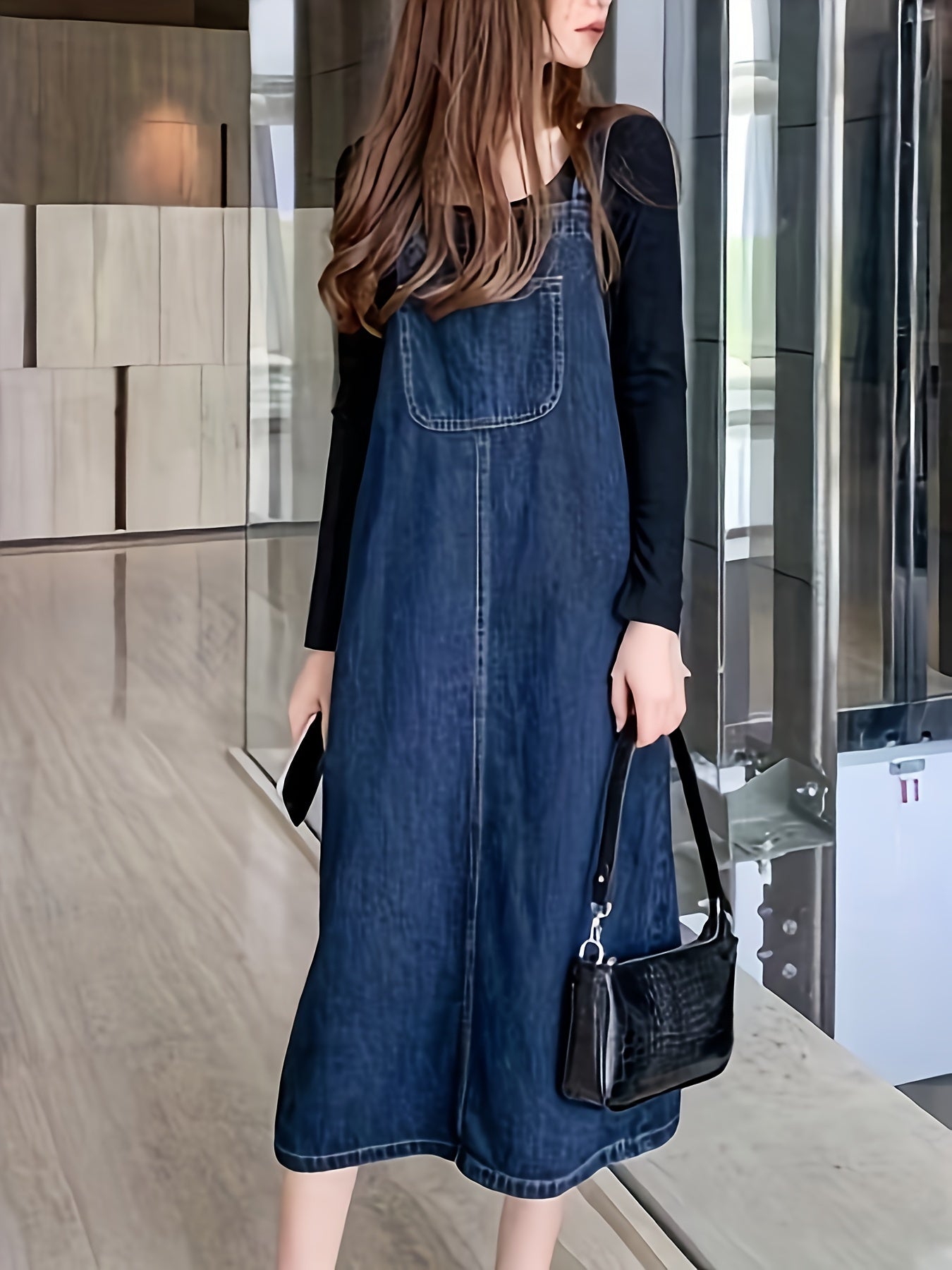 Front Pockets Casual Denim Overall Dress 👗✨