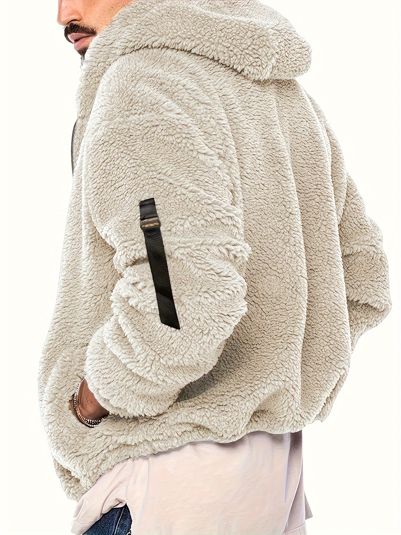 ❄️ Solid Fluffy Polar Fleece Hoodie Jacket for Men ❄️