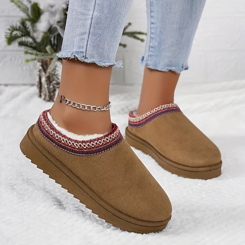 Cozy Argyle Print Slip-On Snow Boots ❄️