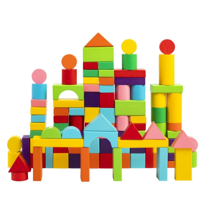 100 Colored Large Particle Building Blocks Children's Wooden Toys