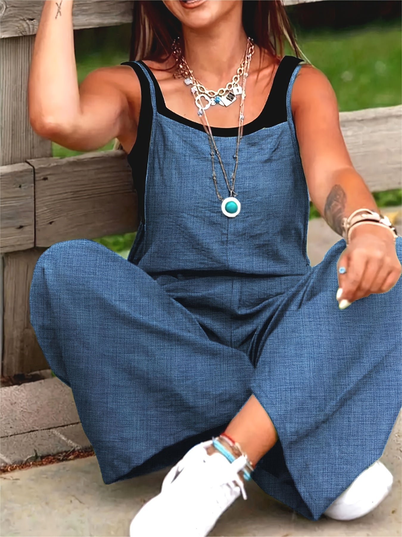 Solid Color Spaghetti Strap Overalls Jumpsuit