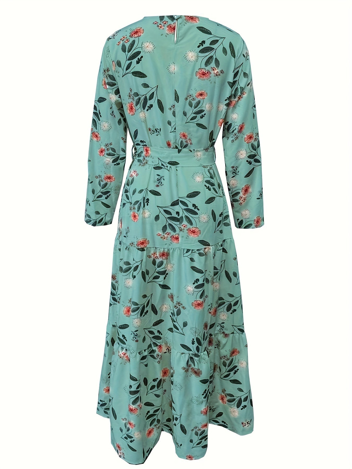 Floral Print Long Sleeve Kaftan Dress