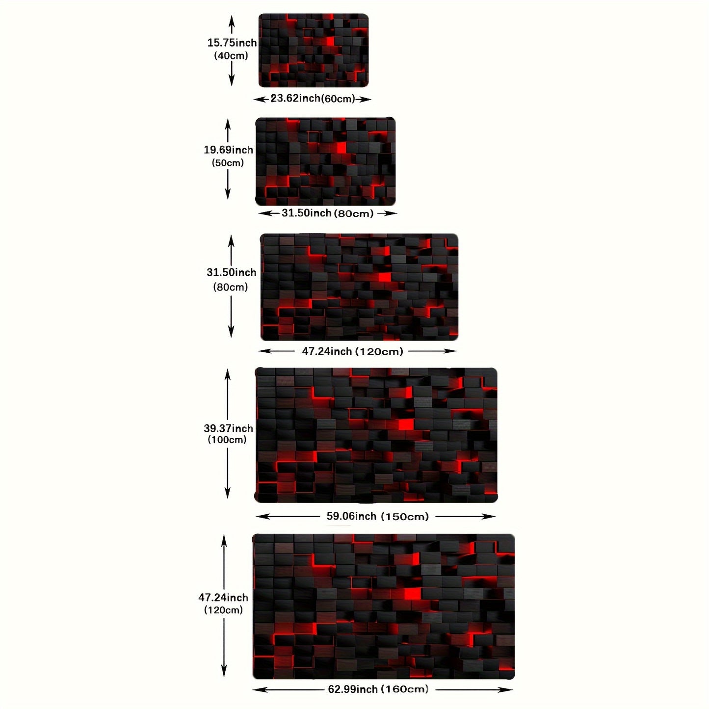 🔴 Geo Glow: Red 3D Geometric Square Mat ✨