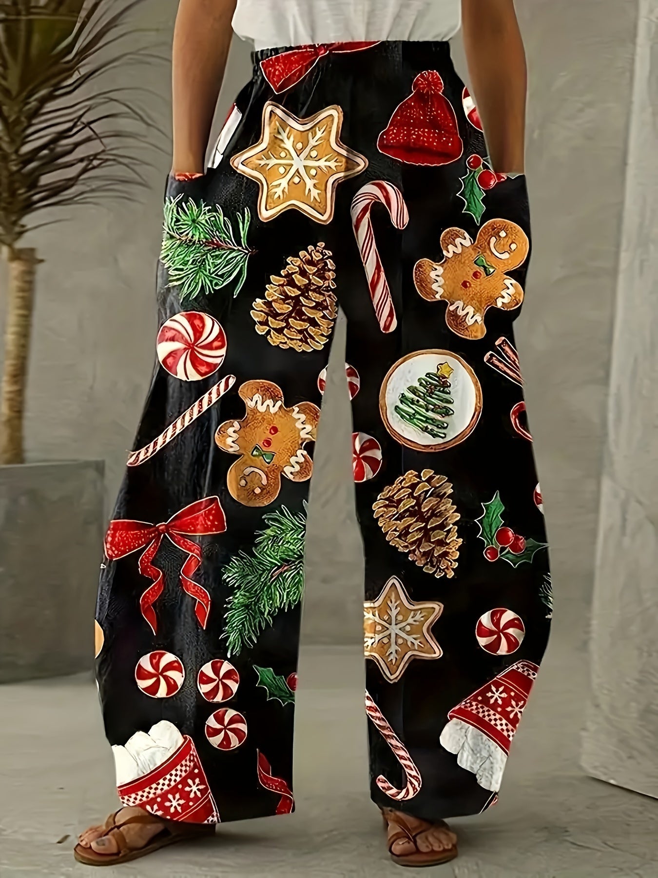 🎄 Festive Cheer Christmas Print Lantern Pants