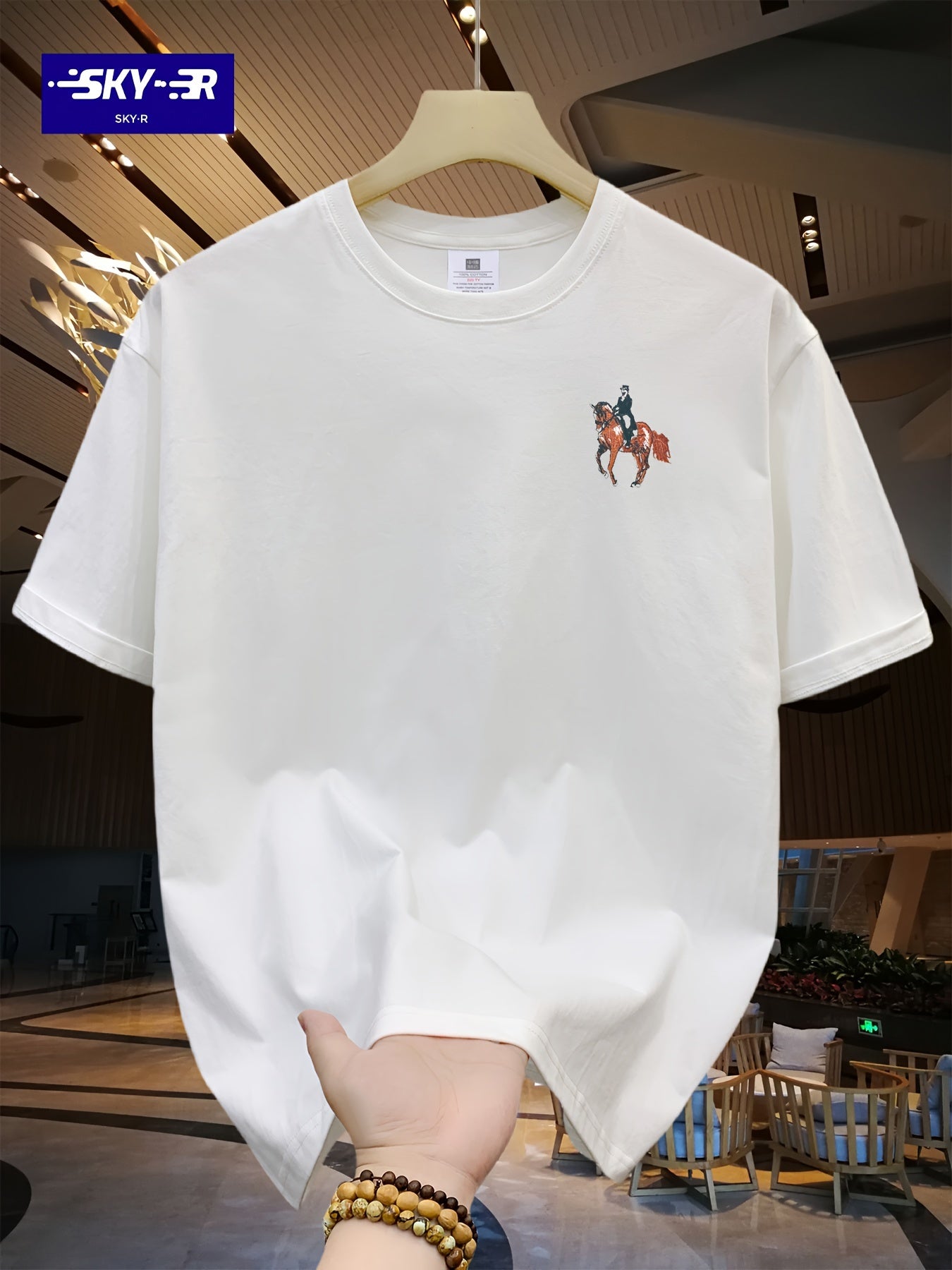 🐴 Men's Loose 100% Cotton Horse Rider Graphic Print T-shirt