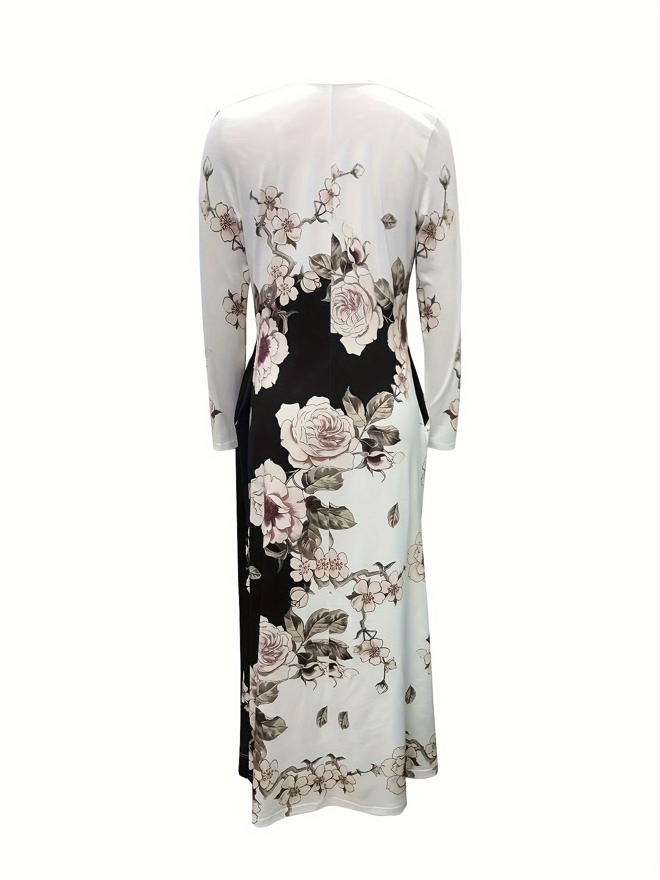 Floral Print Long Sleeve A-Line Dress