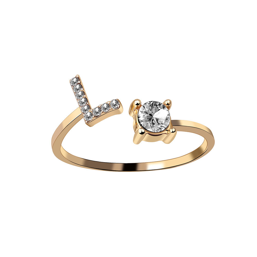 Elegance Initials Adjustable Ring: Fashion Jewelry