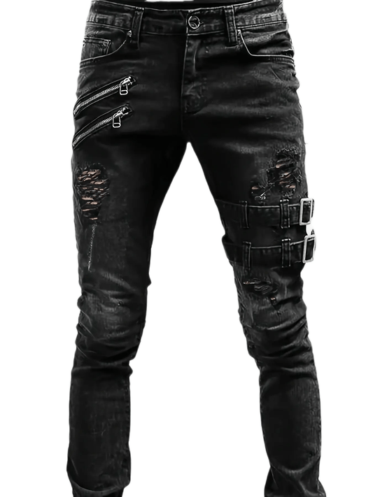 🛵 Trendy Men's Casual Skinny Biker Jeans 🛵