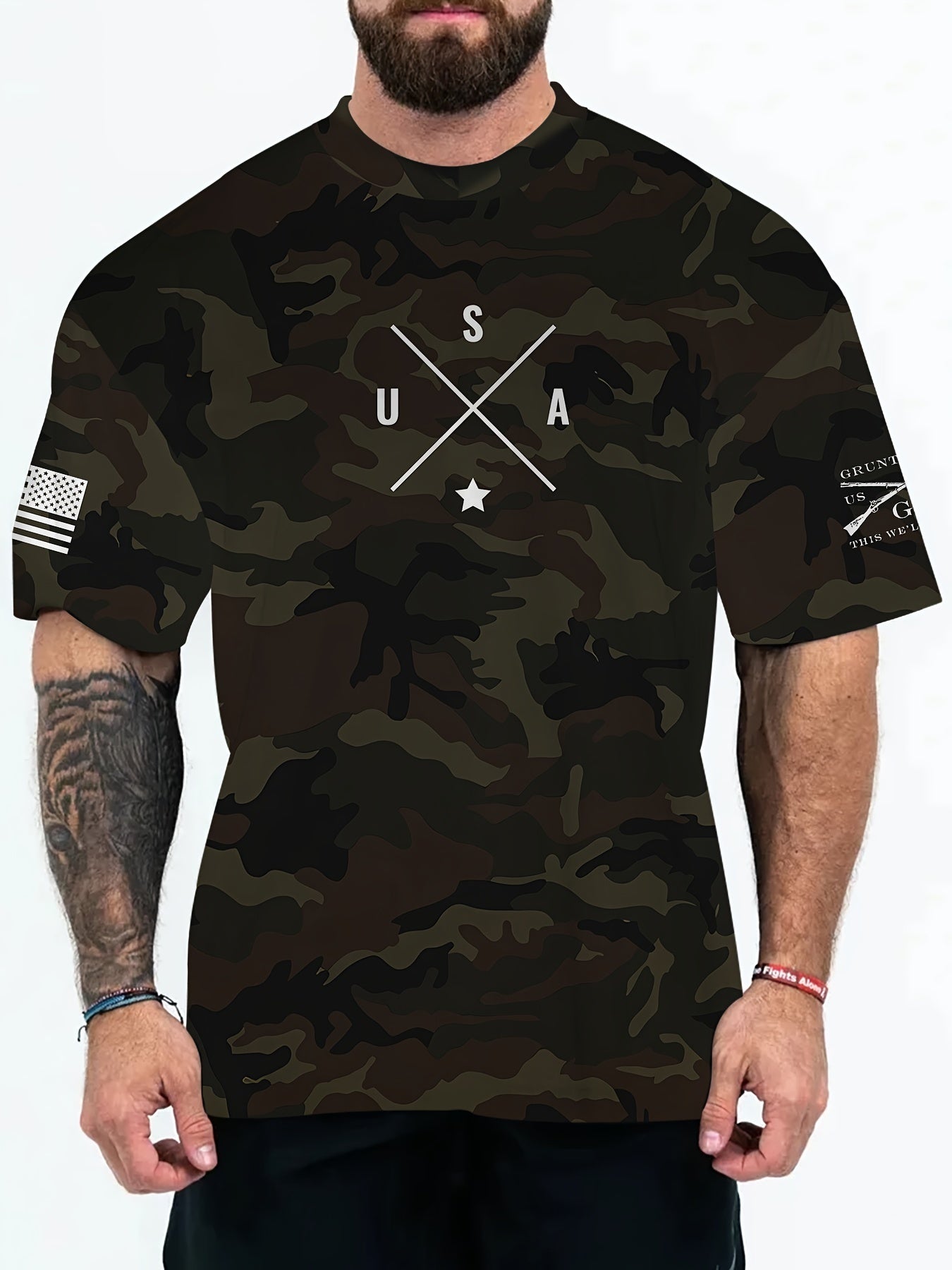 🇺🇸 Men's Plus Size Camo & USA Graphic Tee