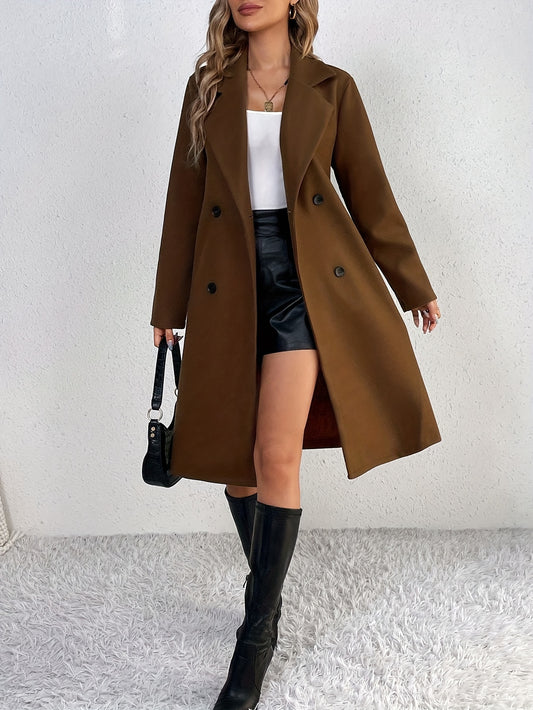 Double-Breasted Lapel Collar Belted Overcoat 🌟🧥