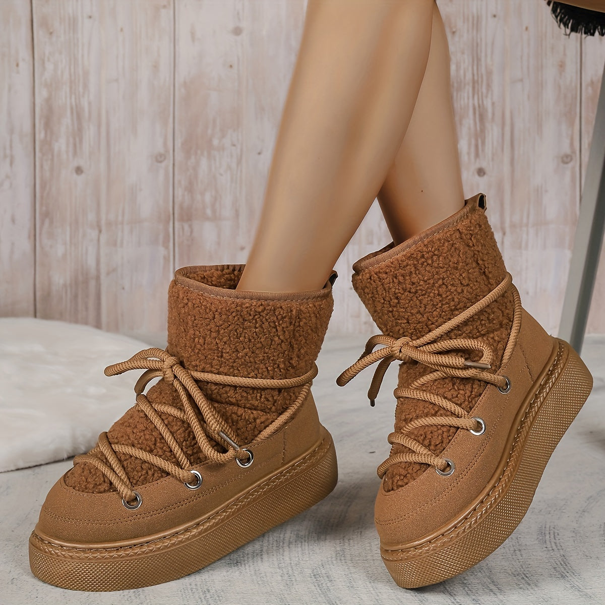 Women's Fashion Warm Faux Shearling-Lined Snow Boots ❄️