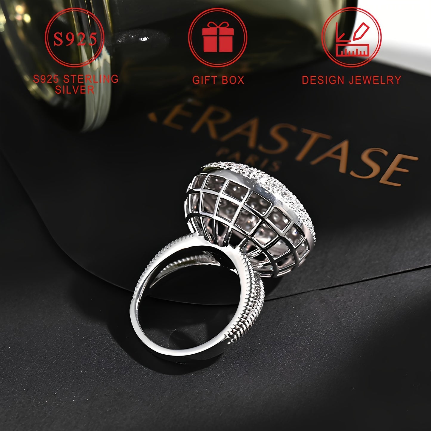 💎 Radiant Elegance 925 Sterling Silver Ring – Luxurious Cubic Zirconia Band ✨