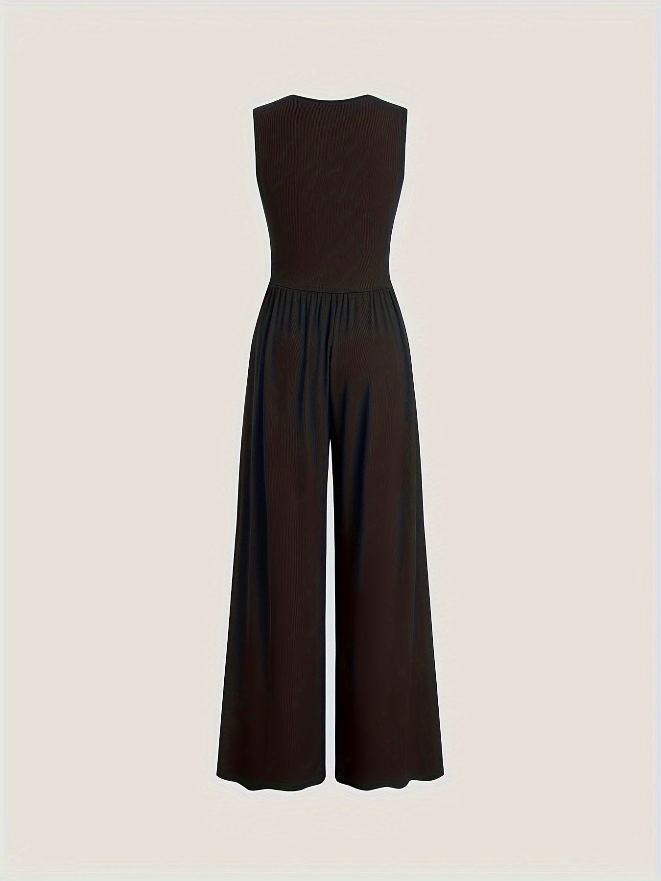 Women's High-Waisted Wide Leg Jumpsuit with Pockets - Effortless Elegance ✨