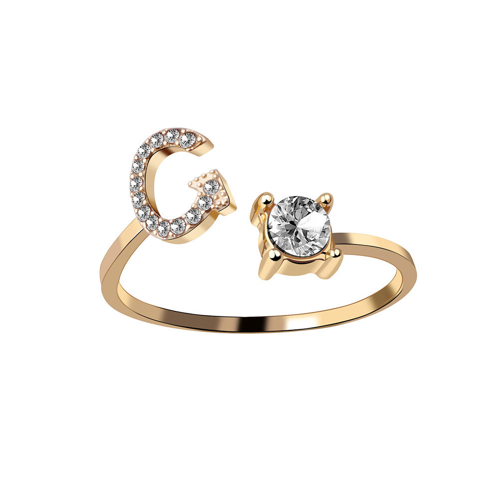 Elegance Initials Adjustable Ring: Fashion Jewelry