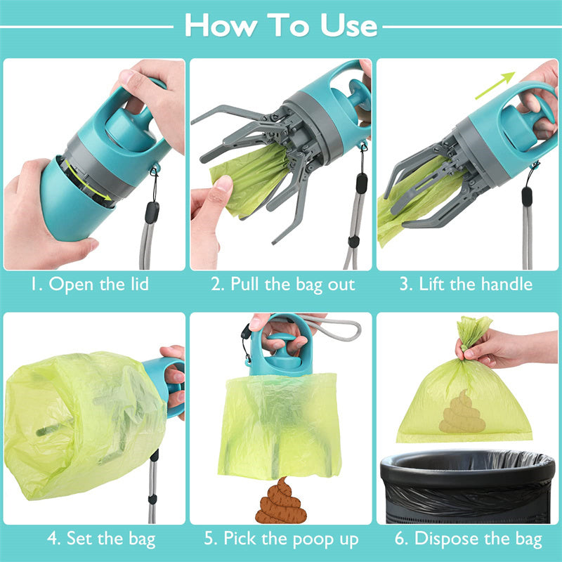 Paw Pal Portable Pooper Scooper: Lightweight Pet Waste Picker with Built-in Bag Dispenser