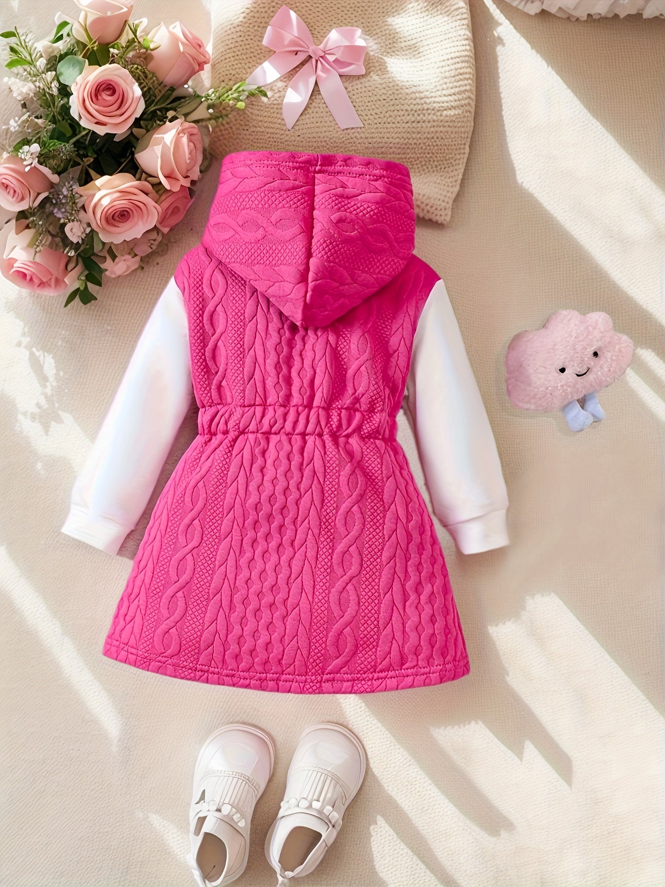 🍂 Baby's Casual Jacquard Faux Two-Piece Hooded Dress 🍂