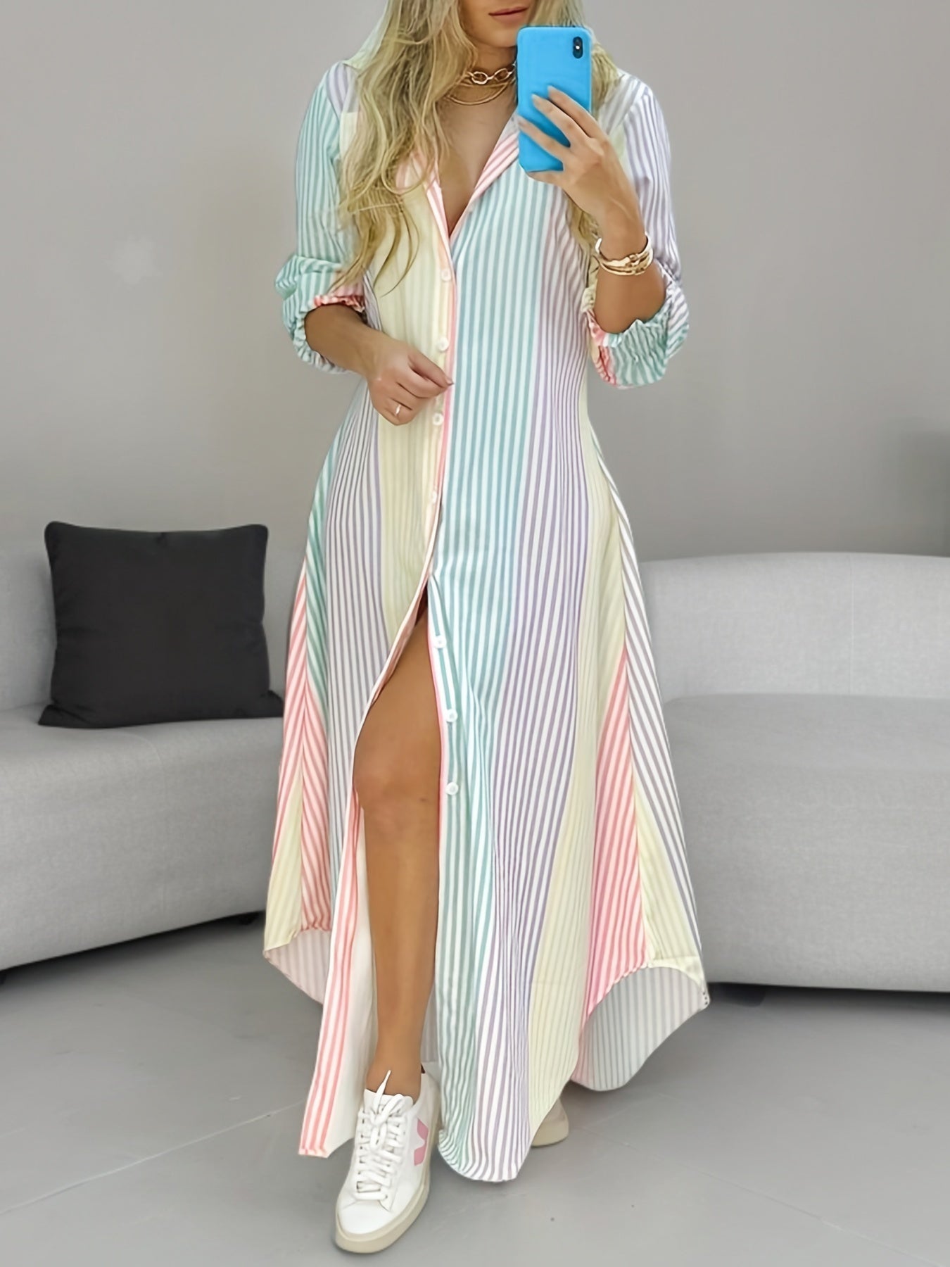 Color Block Striped Shirt Dress ✨