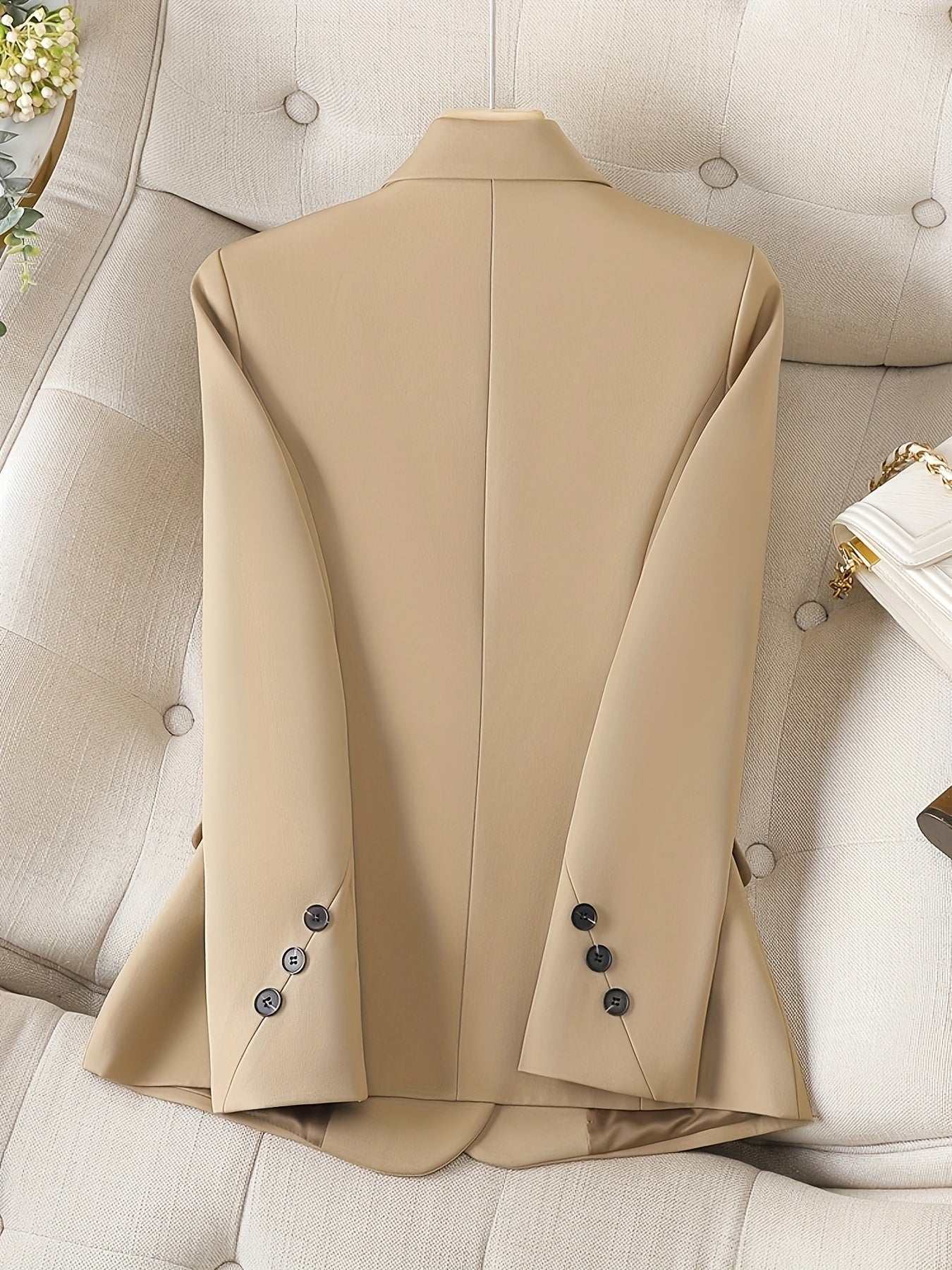 💼 Notched Collar Button Front Blazer - Elegant Long Sleeve Blazer For Office & Work 👗