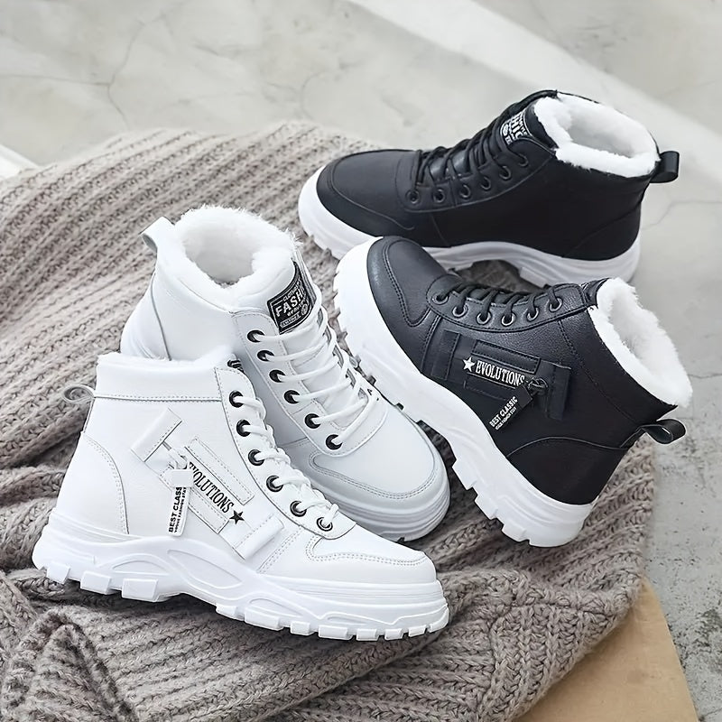 Women's Platform Sneakers - Casual Lace-Up Plush Lined Short Boots 👟❄️