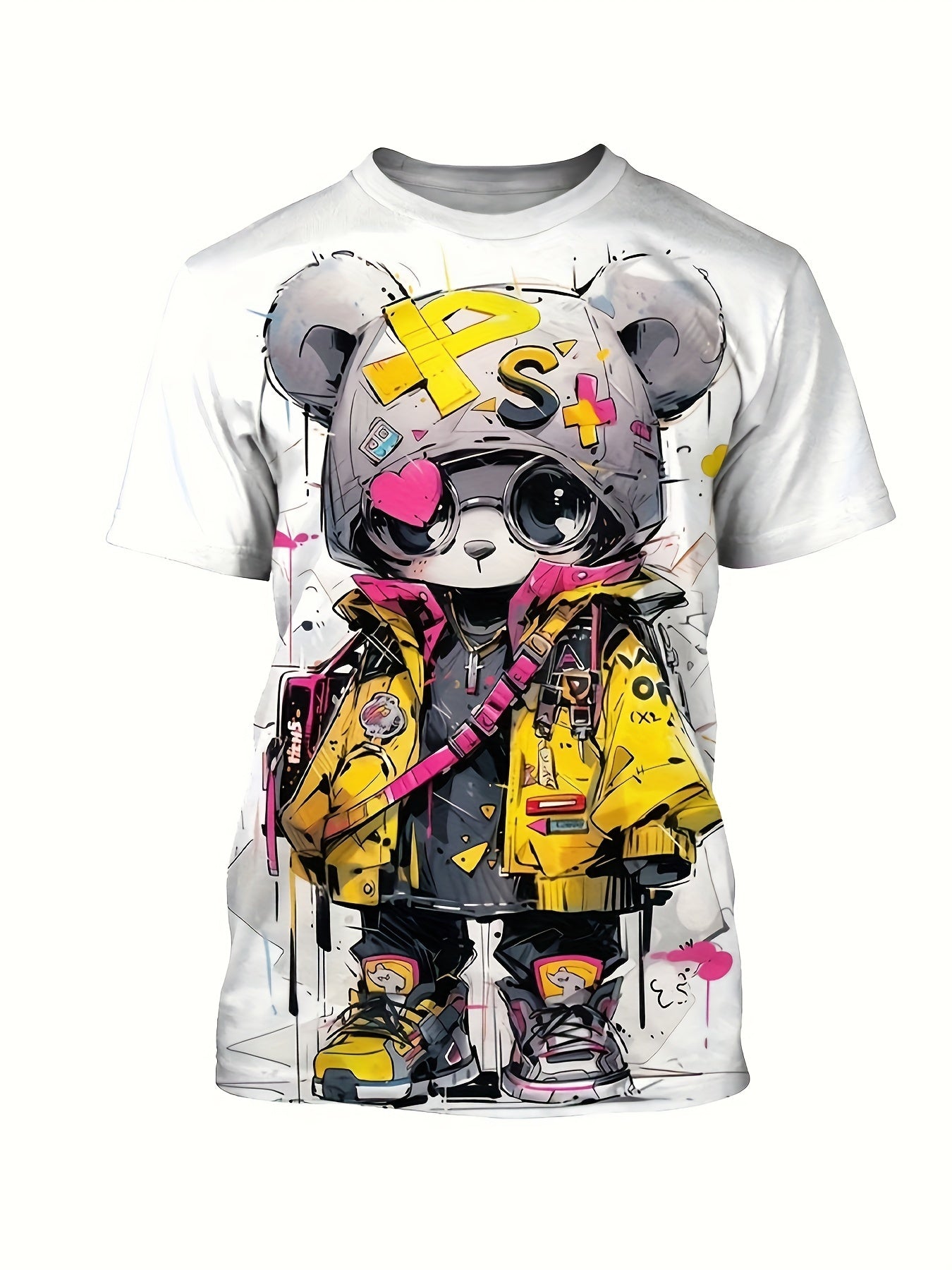 🐻 Summer Fashion Cool Bear Cartoon Print Crew Neck T-Shirt for Men