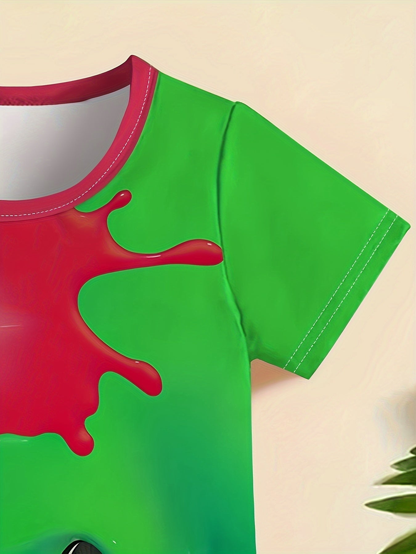 👕🩳 Boys' Color Block Monster Print T-Shirt & Shorts Set - Fun Summer Vibes! 👕🩳