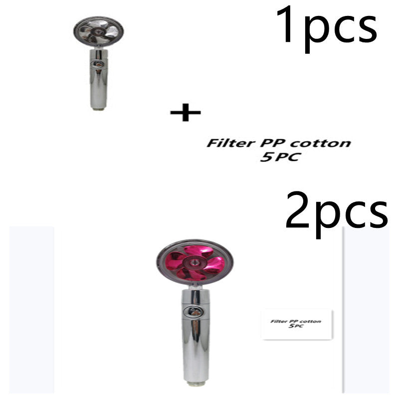 Turbo Flow Propeller Shower Head: High-Pressure Handheld Nozzle with Stop Button and Cotton Filter