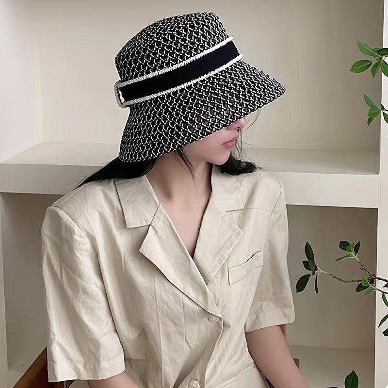 🧢 Hollow Out Straw Bucket Hat