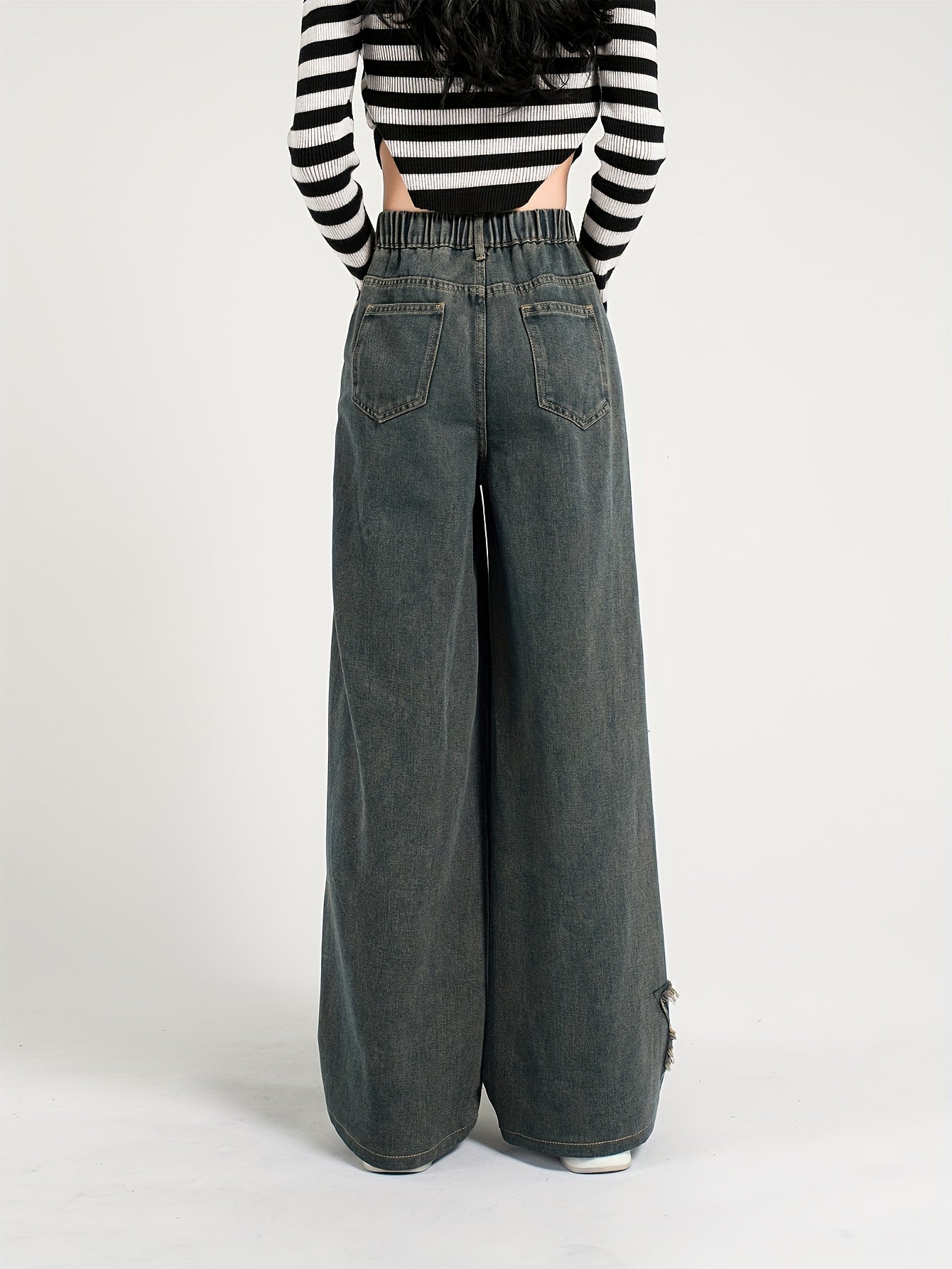 Girls' Y2K-Inspired Vintage Star Embroidered Straight-Leg Jeans 🌟👖