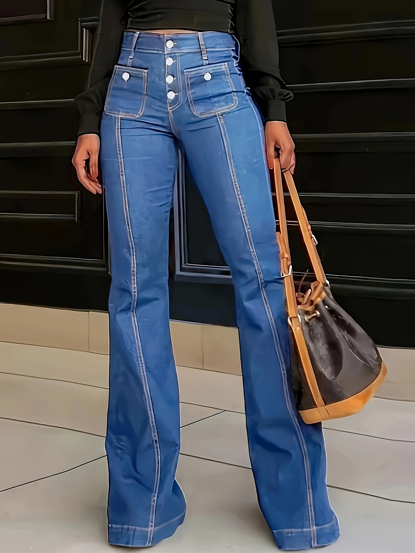 Women's Fashion Mid-Rise Stretchy Flared Bell Bottom Jeans 👖✨