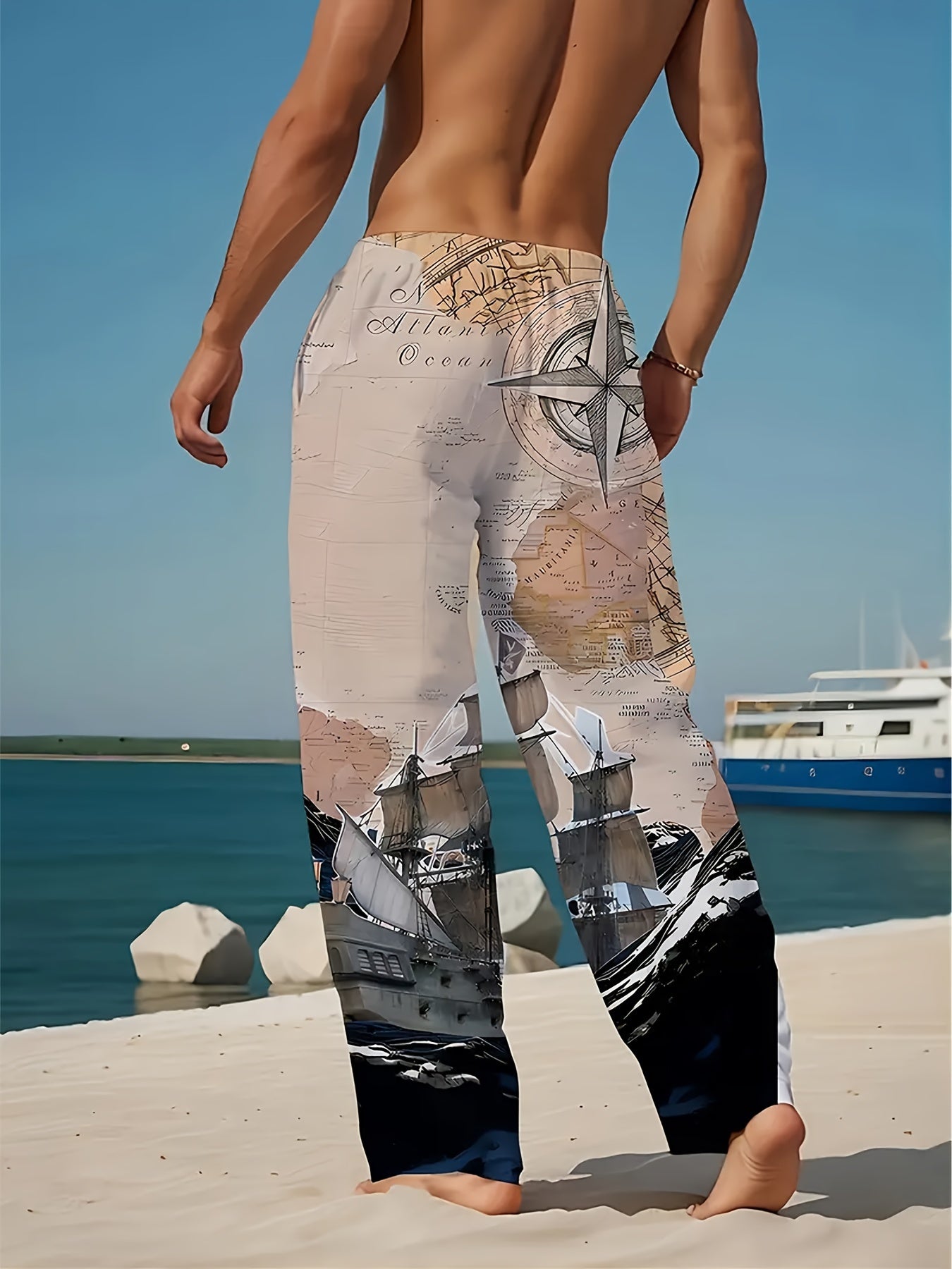 Compass Print 3D Beach Pants