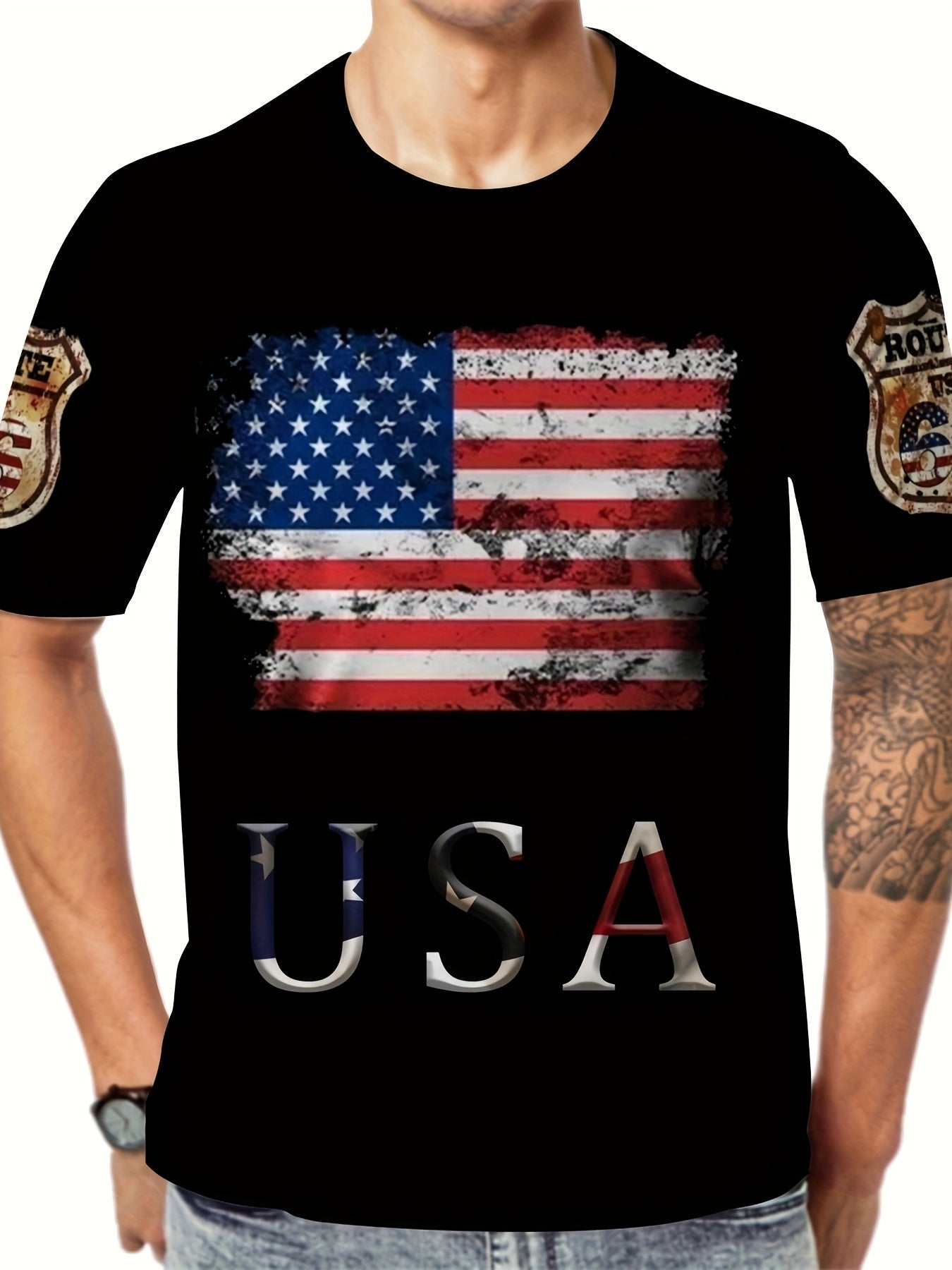 Star-Spangled Style 3D USA Flag Tee